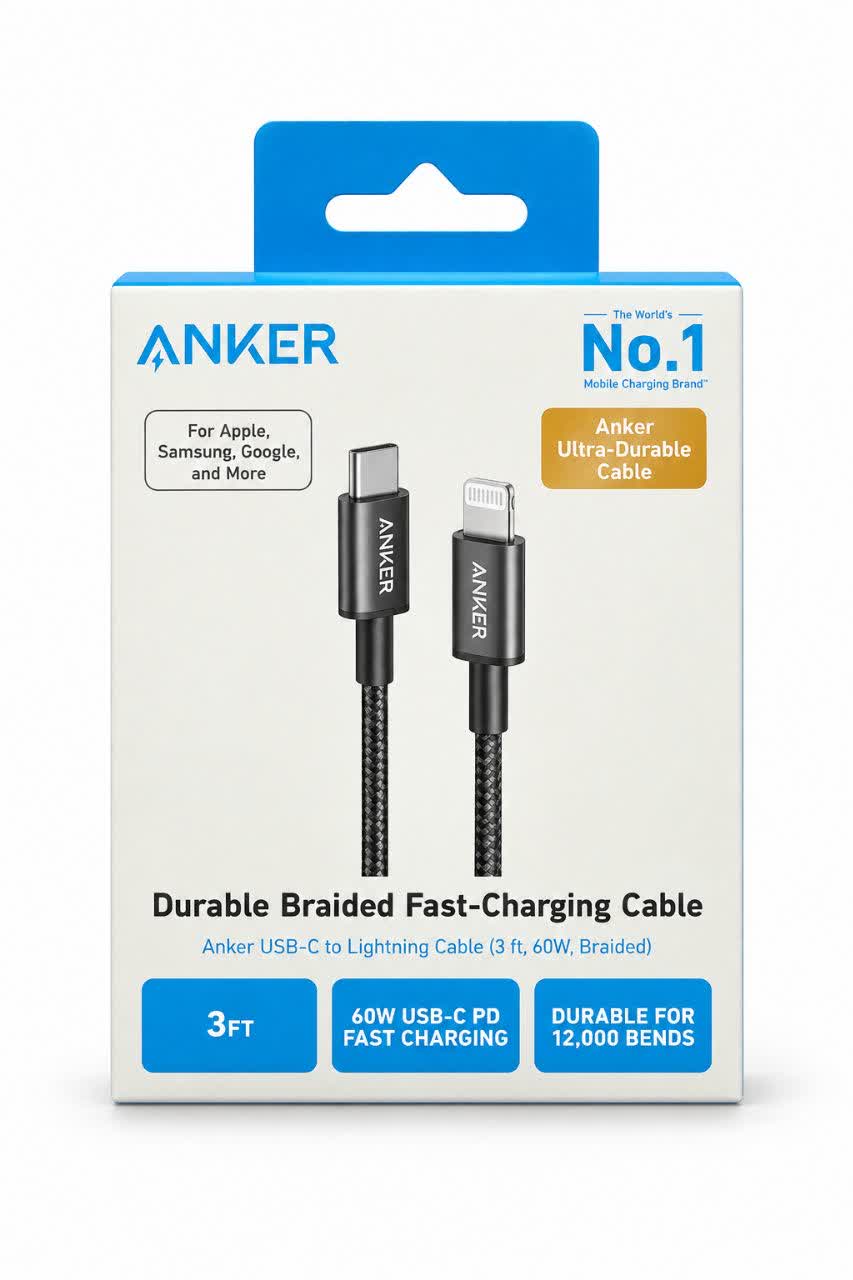 کابل شارژ سریع انکر مدل A8752 (USB-C به Lightning)